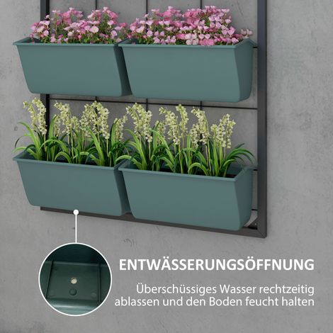 Étagère à fleurs murale avec 8 pots, support pour plantes en escalier, jardinière suspendue pour jardin, vert foncé, 52,5 x 14 x 90 cm (1/5)