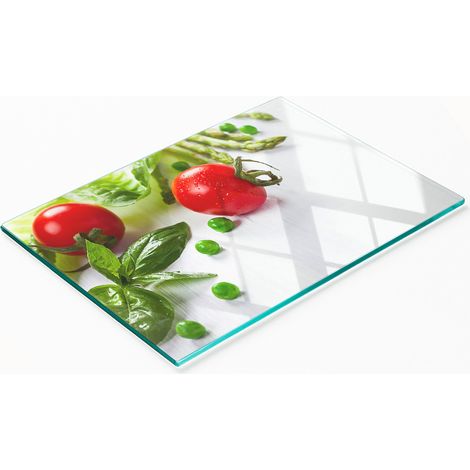 Planche décorative multifonctionnelle en verre trempé pour légumes frais 80 x 52 cm (1/5)