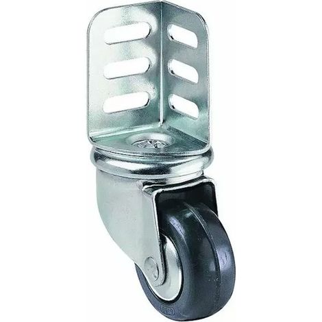Roulette CORNIERE diamètre 50 mm Caoutchouc NOIR à - 40 Kg (1/2)