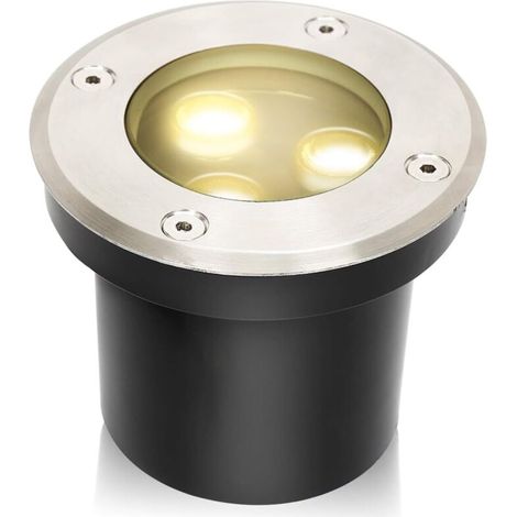 Spots à encastrer au sol à LED, spots au sol ronds, passables, étanches IP67, lumière au sol blanc chaud pour l'éclairage du jardin et l'éclairage des allées (1/5)