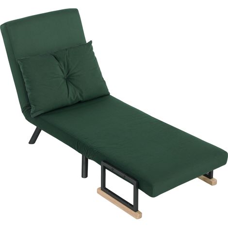 4-in-1 Velvet-Feel Single Chair Bed,  Pillow - Green (1/5)