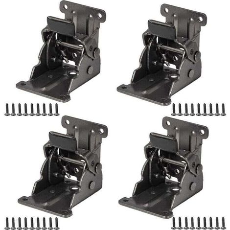 Set di 4 cerniere pieghevoli autobloccanti nere per gambe del tavolo, cerniere pieghevoli da 0 a 90 gradi, cerniere di estensione per tavolo pieghevole con viti per gambe pieghevoli, banco da lavoro, (1/4)
