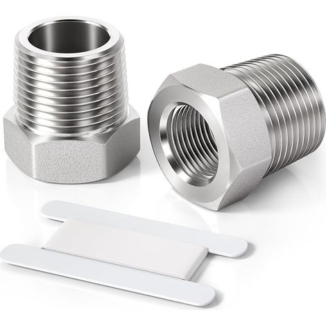 2 Pcs 1/8" femelle vers 1/4" mâle Raccord réducteur à douille hexagonale en acier inoxydable, filetage BSP, pour le raccordement de tuyaux (1/5)