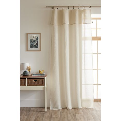Voilage ajustable + 8 anneaux pince 140 x 270 cm effet bouclette "Elda" Le fil d'Ariane - Elda Sable - (1/4)