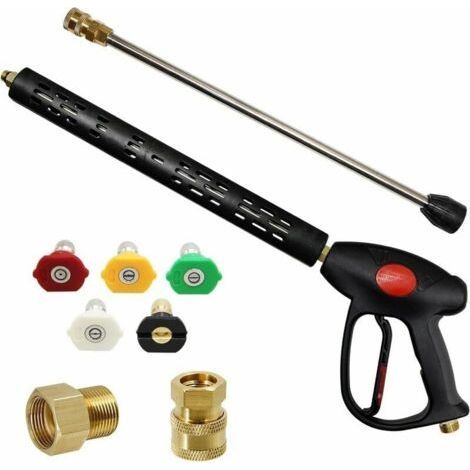 Accessoire pour nettoyeur haute pression,Pistolet de remplacement pour laveuse pression avec rallonge de 16 pouces, 4000 PSI, pistolet de laveuse pression avec raccord M22-15mm ou M22-14m (1/5)