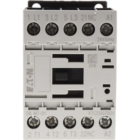 Contacteur Eaton série Eaton Moeller, 3 pôles , 3NO, 7 A, 24 V c.a., 3 kW ( Prix pour 1 )