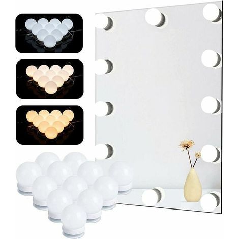 Lampe Maquillage - 10 Ampoules LED Dimmable - 3 Températures De Couleur 3200K-6500K - 5 Niveaux De Luminosité Réglable - Alimentation USB - Pour Salle De Bain Et Vanité (1/5)