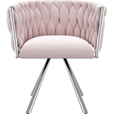 Sillón giratorio de terciopelo rosa con base metálica, 1 plaza (1/5)