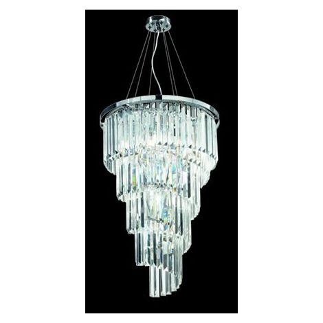 SOSPENSIONE ALEXANDER GRANDE D.50CM 10 LUCI ATTACCO E14 CROMO E CRISTALLO MOLATO