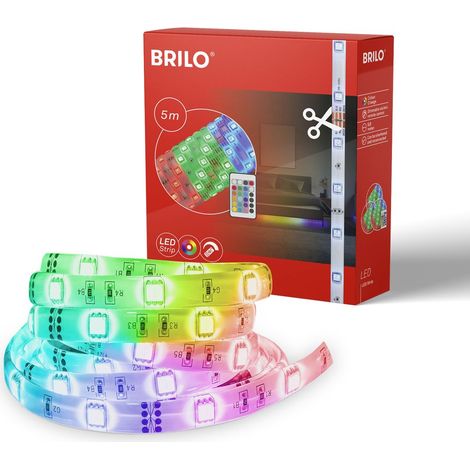 LED Stripe Dimmbar RGB 5 Meter Fernbedienung 12W weiß Kunststoff Briloner
