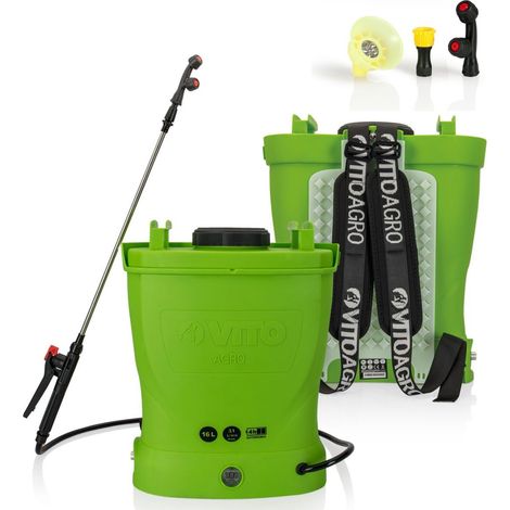 Vito – Pulvérisateur électrique 16L à batterie – Pression 6 bars – Débit 3,1 L/min – Lance télescopique et buse 2 en 1 incluses