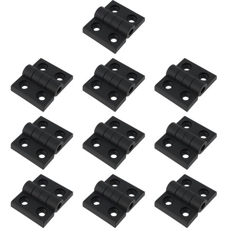 10er-Packung Scharniere aus Nylon und Kunststoff, 57 x 46 x 8 mm, für Werkzeugkästen in Wohnmobilen und Wohnwagen, Schwarz