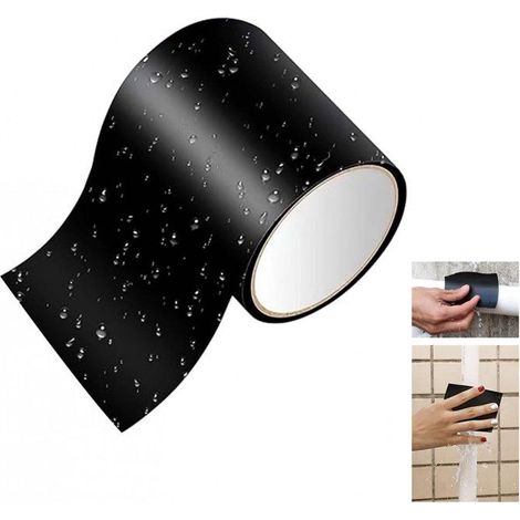 Ruban de réparation étanche 1.5m x 10cm, pour réparer piscines, tentes et étangs, adhésif imperméable noir, résistant (1/5)