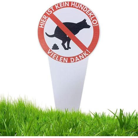 Panneau de déjections canines Panneau étanche « No Dog Pooping » - Décoration de jardin fantaisie - Piquet d'écurie - Attention pour extérieur, pelouse, terrasse, promenade