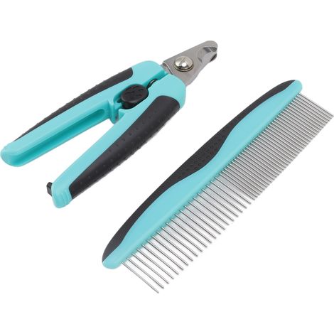 Ensemble coupe-ongles et peigne en acier inoxydable pour animaux de compagnie - Outils de toilettage portables antidérapants pour petits animaux (1/5)