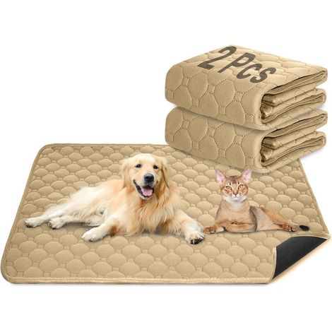 Lot de 2 tapis d'entraînement pour chien et chat Extra puissant Imperméable et antidérapant Lavable et réutilisable Pour chiots et animaux domestiques (marron, 70 x 100 cm) (1/5)