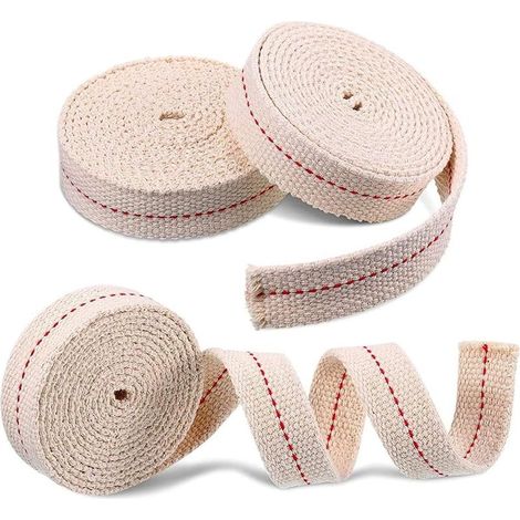 Set of 3 rolls of firm, flat cotton wicks, 15 mm, for kerosene burners, oil lamps, wick rolls for oil lamps for DIY accessories (1/5)
