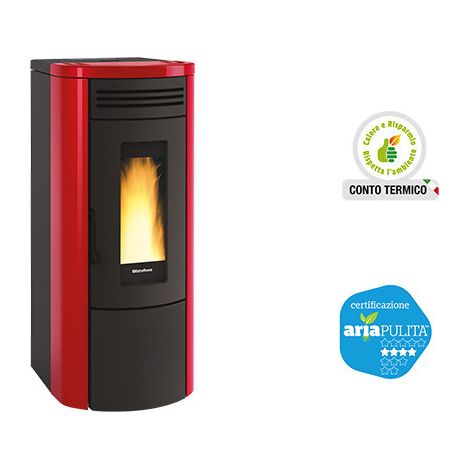 Estufa de pellets Costanza Idro Bordeaux – 17 kW – La Nordica – Calefacción para espacios hasta 487 m³