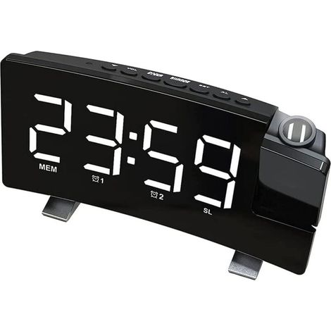 Réveil numérique, réveil numérique à projection au plafond ou sur le mur, réveil LED pour chambres à coucher, affichage 12/24h, double alarme puissante pour les personnes au sommeil profond.