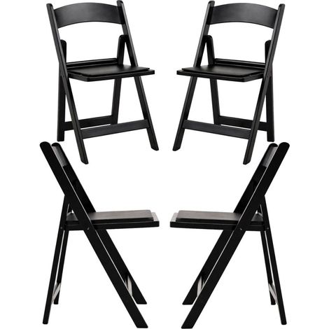 Sillas Plegables - Pack 4 Sillas Gala Plegable con Cojín efecto Madera - Negro