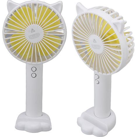 Ventilateur portable rechargeable USB blanc, mini ventilateur à main pour étudiants, bureau, dortoir, usage intérieur/extérieur (1/5)