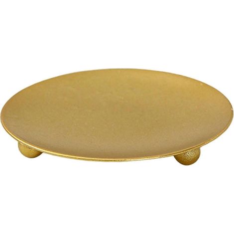 Bougeoir en métal pour bougie pilier, idéal pour décorer une table lors d'un dîner aux chandelles pendant les fêtes.-Aureate 7cmx1cm (1/5)