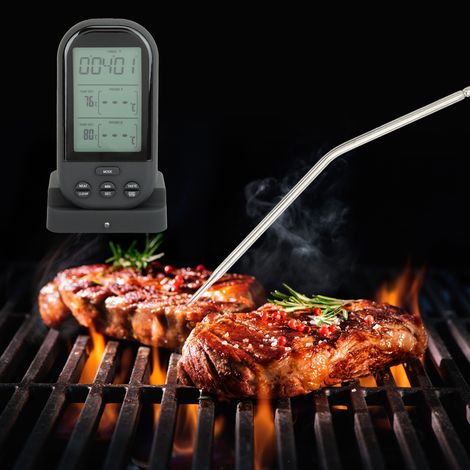 Thermomètre de cuisine à double sonde avec affichage numérique pour barbecue (noir) (1/5)