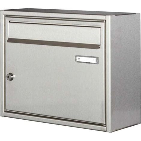 Heibi Briefkasten Edelstahl geschliffen 40x12x29 cm DIN C4 quer fallgebremste Einwurfklappe (1/5)