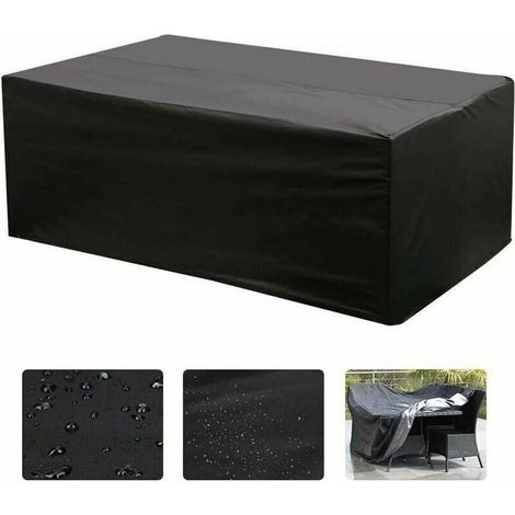 Copertura per mobili da giardino rettangolare Oxford 213 x 132 x 74 cm con protezione UV (nero)