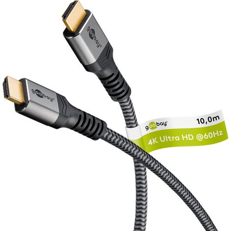 Goobay 64997 cable HDMI 10 m HDMI tipo A (Estándar) Negro, Plata