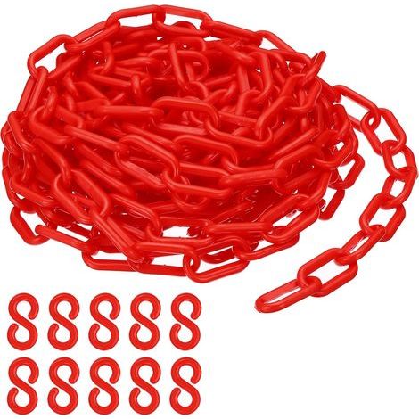 Catena a maglie rosse in plastica, 700 cm, 6 mm, per barriere, parcheggi, recinzioni, cancelli e decorazioni. (1/5)