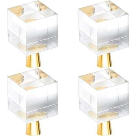 4 Pcs Boutons de Tiroir en Cristal(20x35mm), Poignée de porte carrée en verre avec vis pour vanité de tiroir de placard (1/4)
