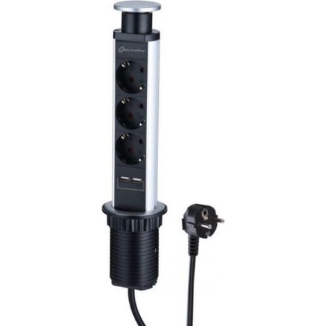 3p schuko+2 usb 62557 turm mehrfachsteckdosen-elektraline