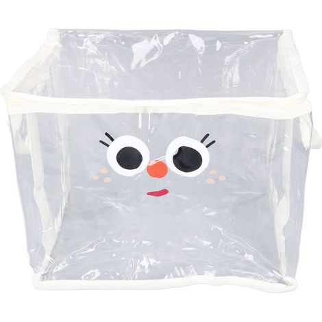 Große PVC-Bücherbox, faltbar, transparent und wasserabweisend, mit 2 Tragegriffen. (1/5)