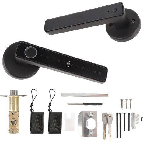Poignée de porte intelligente connectée Tuya Biométrique sans clé Aluminium Entrée par empreinte digitale Mot de passe Carte pour maison bureau (1/5)