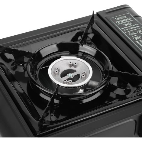 Cuisinière à gaz portable de camping Husedold à double usage en acier inoxydable noir (1/5)
