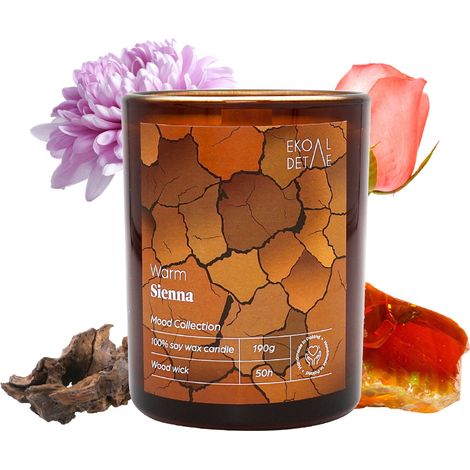 Bougie de soja Warm Sienna Pivoine, Litchi, Freesia, Ambre 190 g ecoDetails (1/5)