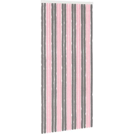 vidaXL Rideau anti-insectes en chenille Gris Argent et Rose