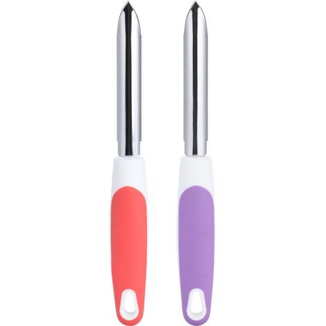 2 pièces évideur de fruits et poivrons en acier inoxydable, outil de cuisine orange et violet (1/5)