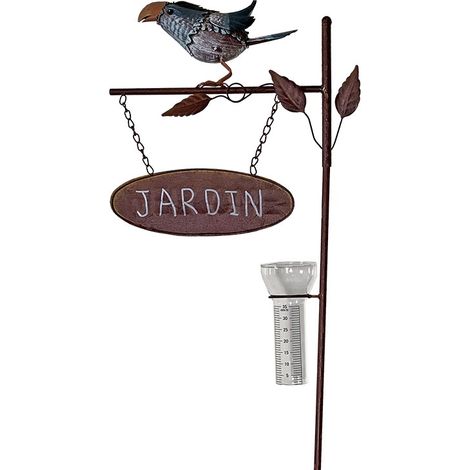 Pluviomètre oiseau bleu 36x16x137cm