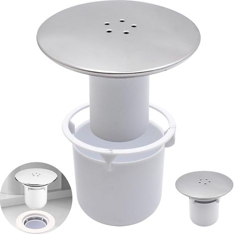 Capot Bonde Douche, Universelle Siphon DoucheRemplacement de Couvercle, Couvercle de bonde de Douche, Bonde de Douche 115mm, Couvercle de Douche en Plastique chromé avec Panier (1/5)