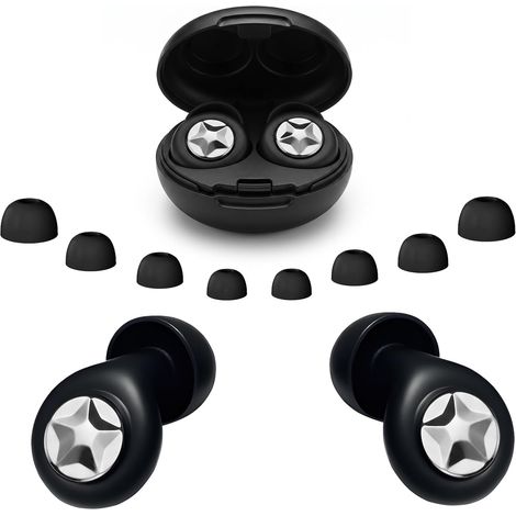 Bouchon d'oreille pour dormir en Silicone Antibactérien, Réduction du Bruit 56dB, Double Noyau, Ultra Doux et Confortable, Inclus 3 Paires d'embouts Supplémentaires (S/M/L), Noir (1/5)