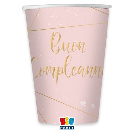 Big Party Bicchieri Buon Compleanno Rose Cc 250 8 Pz