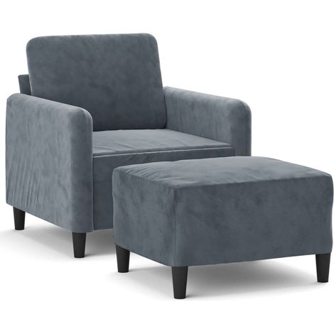 Maison Exclusive - Fauteuil avec repose-pied Gris foncé 60 cm Velours