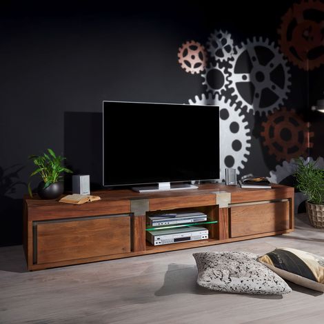 TV-Board Mango braun lackiert 205x48x39 cm (BxTxH) montiert AMSTERDAM 02 (1/2)
