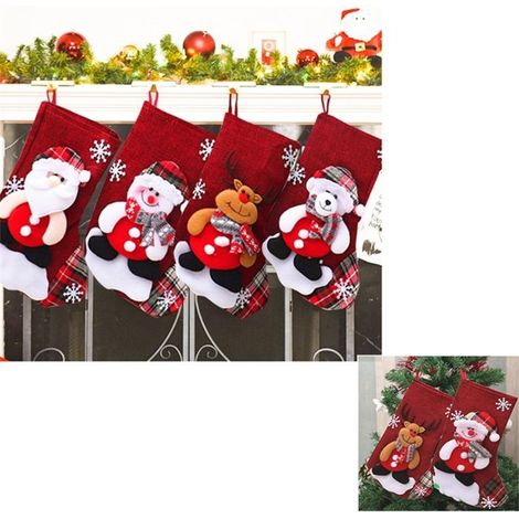 4er-Set Weihnachtsstrümpfe – Hängende Socken für Weihnachtsdekoration