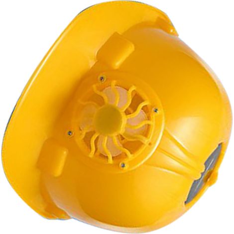 Casque de chantier solaire à ventilation, protecteur anti-soleil respirant, jaune, avec refroidissement frontal, pour travaux été extérieur (1/5)