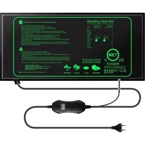 Tapis Chauffant pour Plantes, 7W Tapis Chauffant Plante avec Thermostat, 52×25cm Imperméable et Contrôleur Température Coussin Chauffant pour Semis, Germination des Graines, Reptile