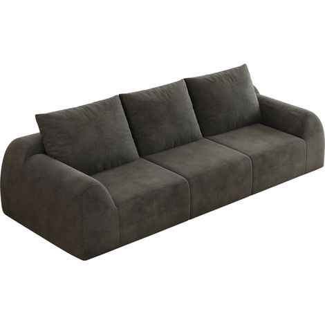 Divano lineare 257x95x85 cm in ciniglia grigio scuro, moderno, senza montaggio FloraGrace (1/5)