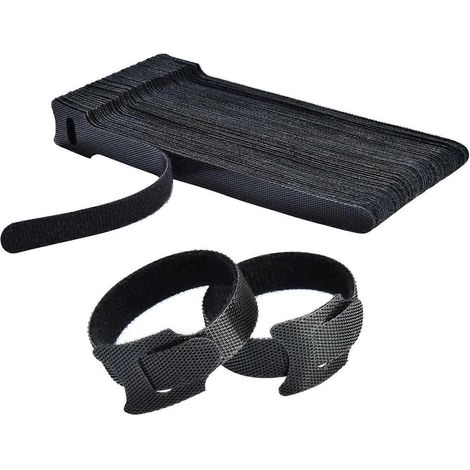 Lot de 60 attaches de câble réutilisables, attaches de câble réglables de qualité supérieure de 15 cm, sangles de gestion de câbles en microfibre avec velcro pour une organisation optimale des cordons (1/4)